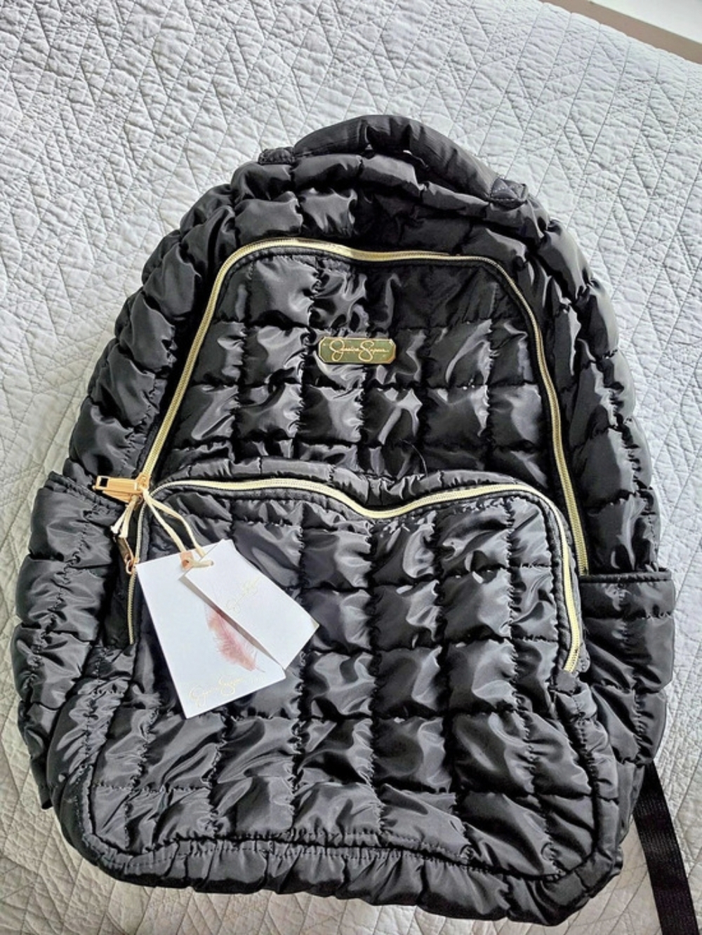 Jessica Simpson Quilted Nylon Backpack Black